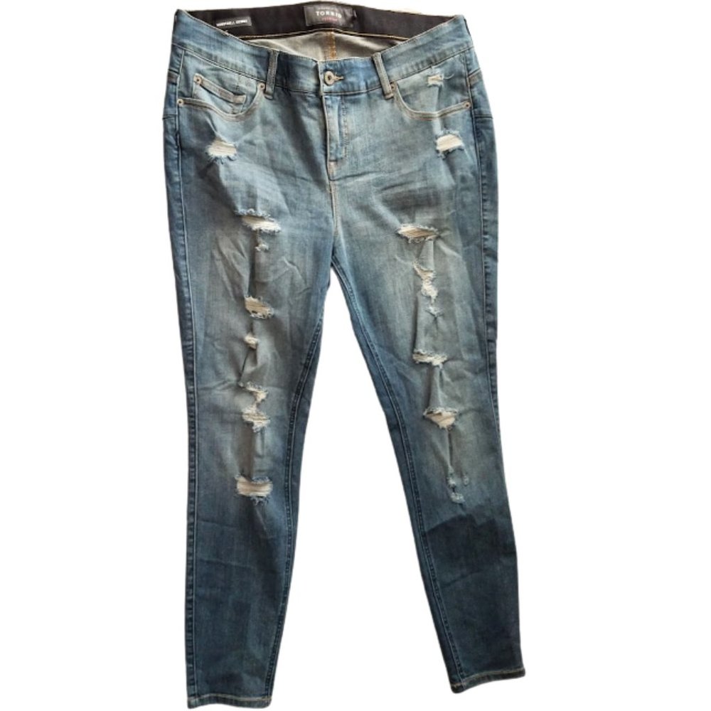 TORRID Bombshell Skinny Distressed Denim Blue Jeans Women's 16 S